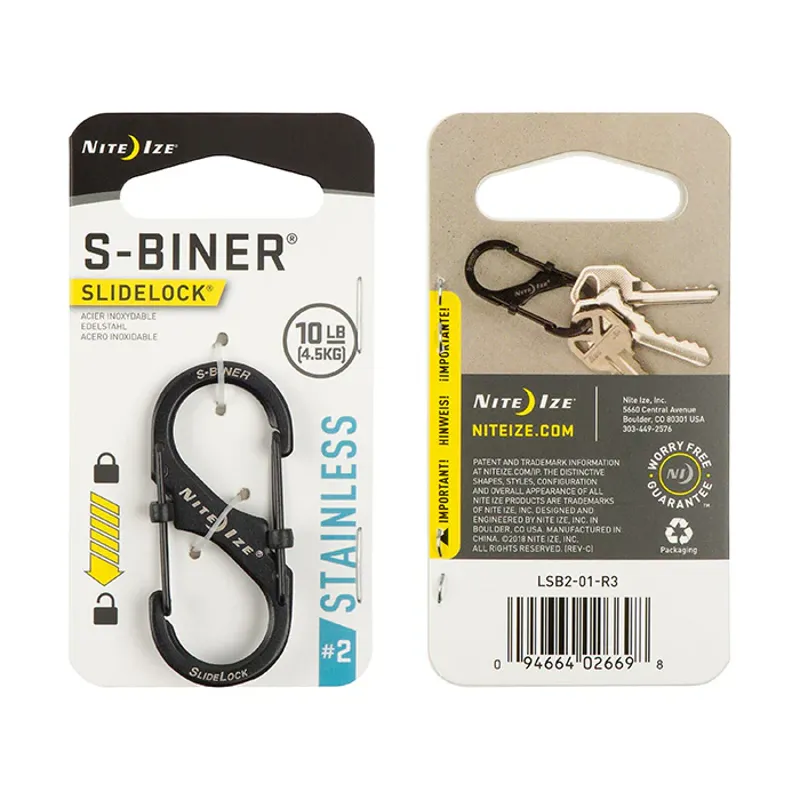 Nite Ize S-Biner SlideLock Stainless Steel No2 in Black-1