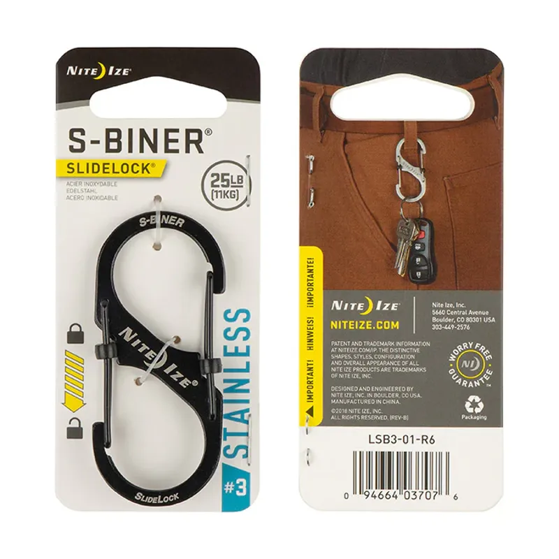 Nite Ize S-Biner SlideLock Stainless Steel No3 in Black-2