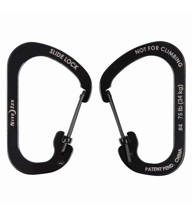 Nite Ize SlideLock Stainless Steel Carabiner No4 in Black