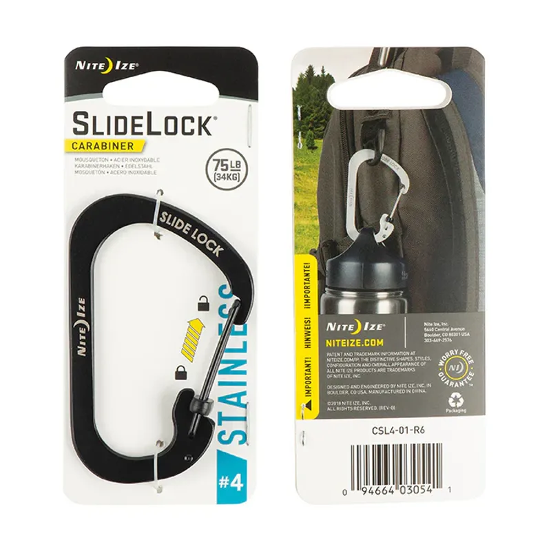 Nite Ize SlideLock Stainless Steel Carabiner No4 in Black-2