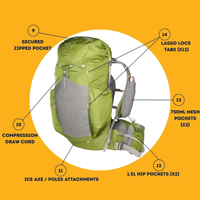 Aarn Pace Magic 40 Fastpacking Pack in Green-4