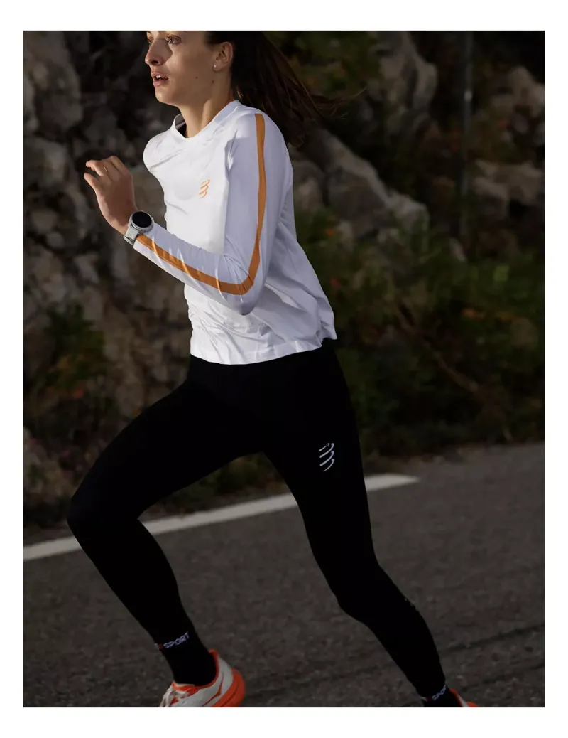 Compressport Performance Long Sleeve T-Shirt Womens in Gray/Apricot-4