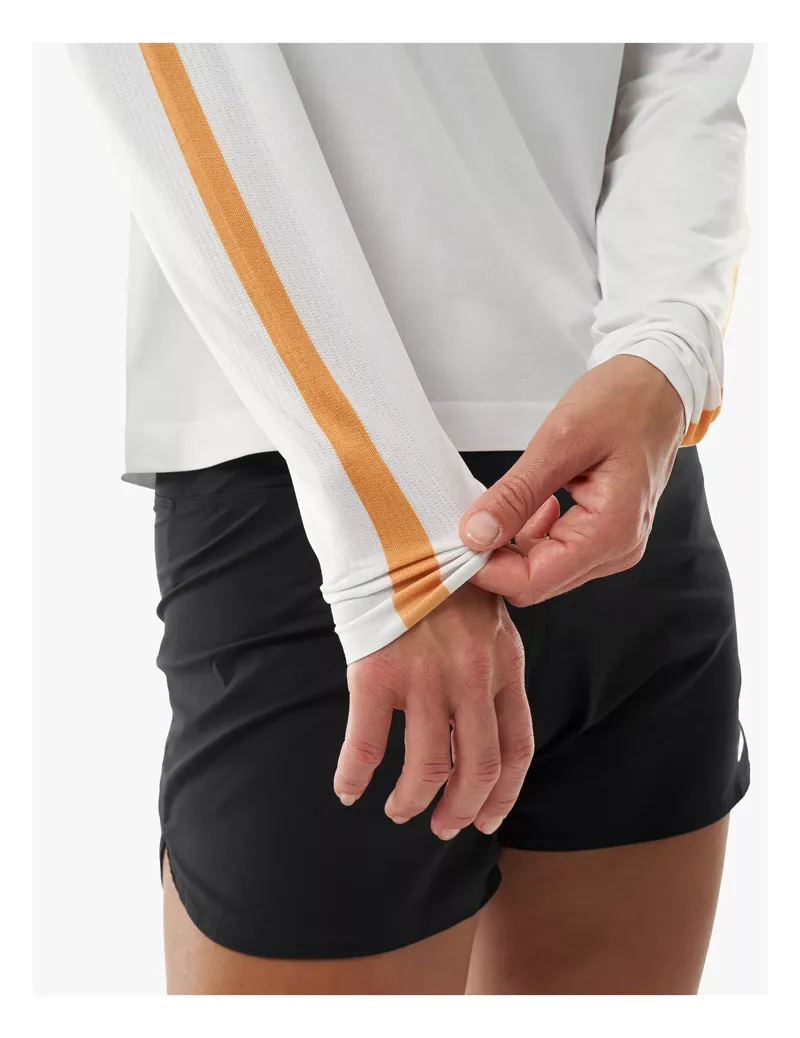 Compressport Performance Long Sleeve T-Shirt Womens in Gray/Apricot-3