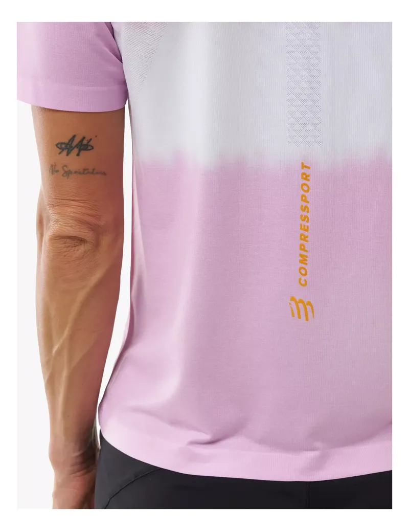 Compressport Performance Short Sleeve T-Shirt Womens in Orchid/Apricot-2