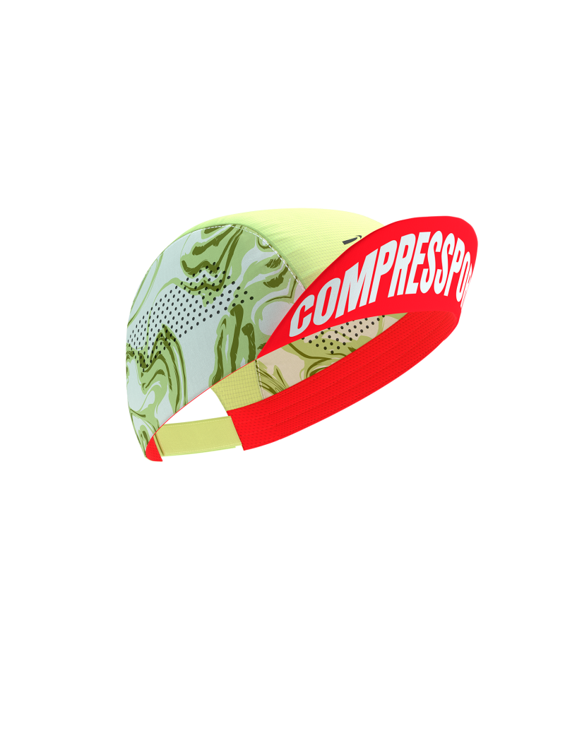 CompresSport Pro Racing Cap in Green Camo/Fluo Red-1