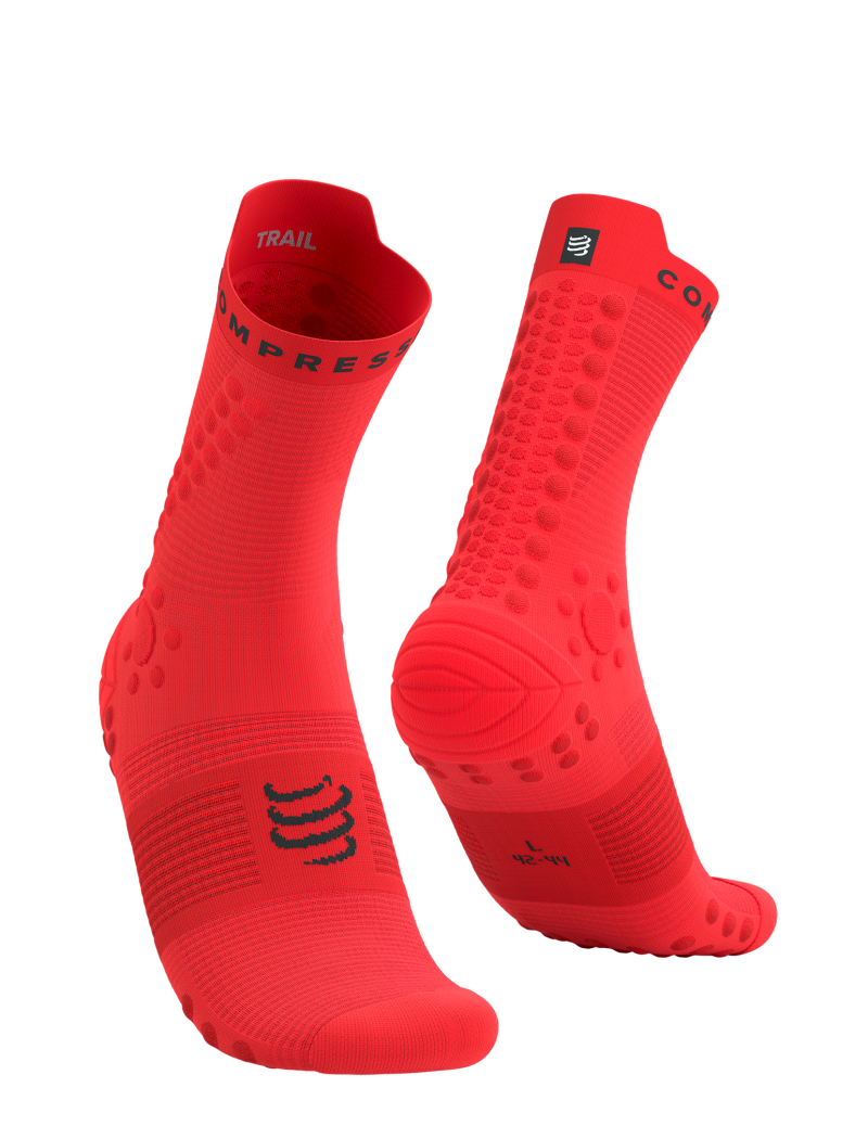Compressport Pro Racing Socks v4.0 Trail in Fluo Red/Black