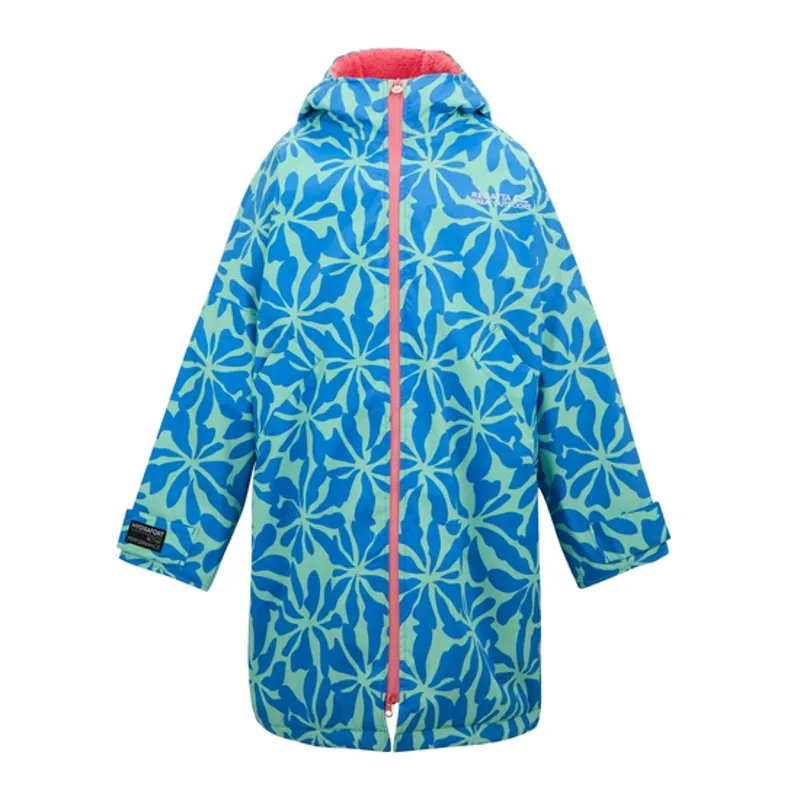 Regatta Junior Waterproof Changing Robe in Sonic Blue Floral/Pink