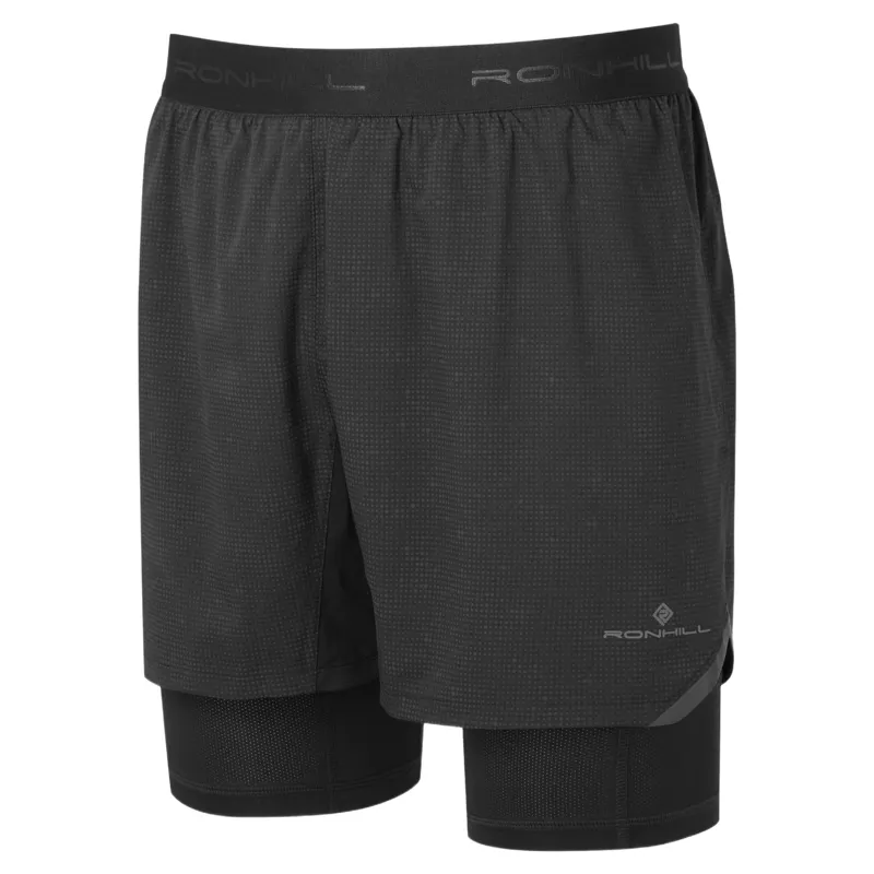 Ronhill Mens Tech Reflect Lux 5 Inch 2 in 1 Shorts in Black/Reflect