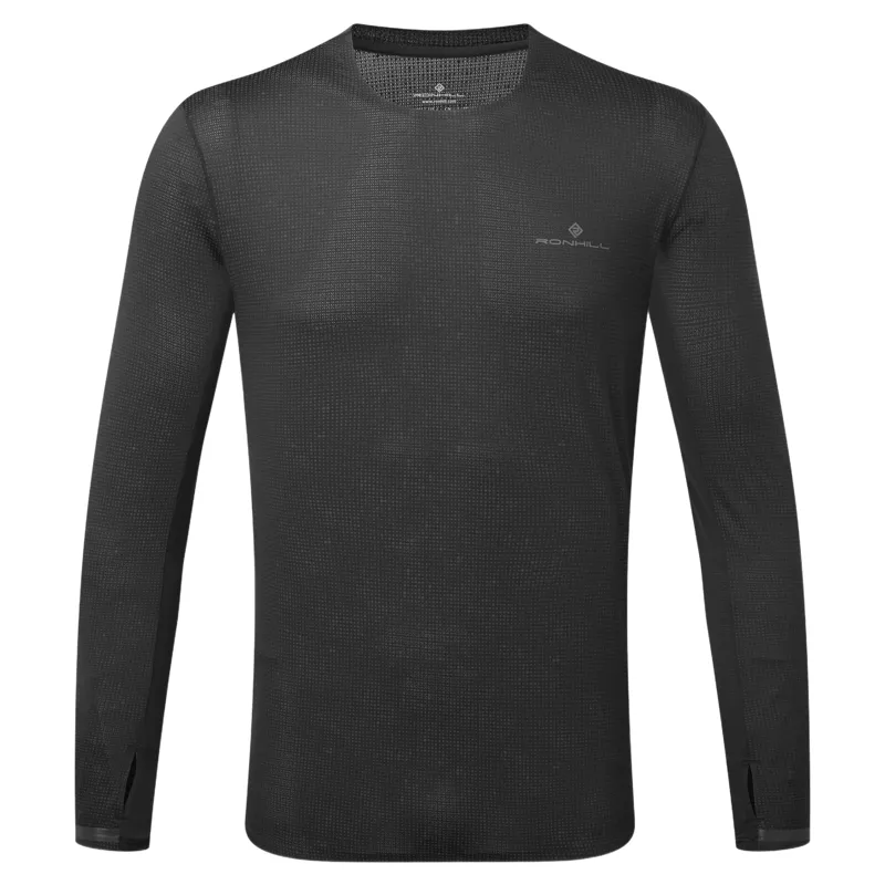 Ronhill Tech Reflect Lux Long Sleeve Tee Mens in Black/Reflect