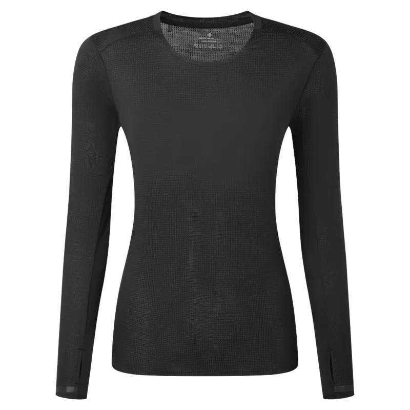 Ronhill Tech Reflect Lux Long Sleeve Tee Womens in Black/Reflect