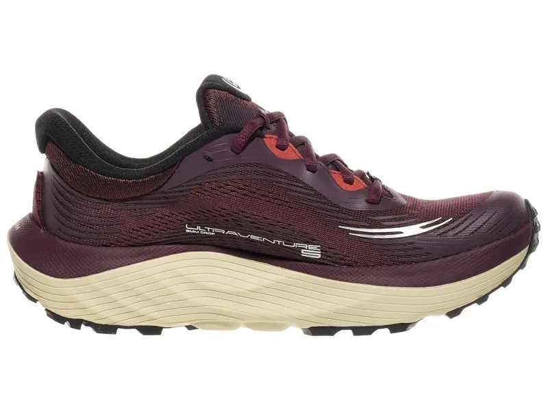 Topo Ultraventure 5 Womens in Maroon/Tan-3