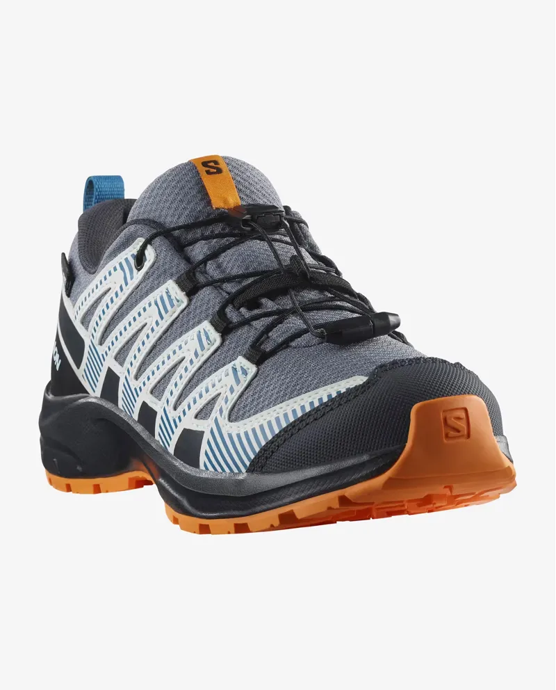 Salomon XA Pro V8 Waterproof Kids in Grisaille/Dark Blue/Turmeric-4