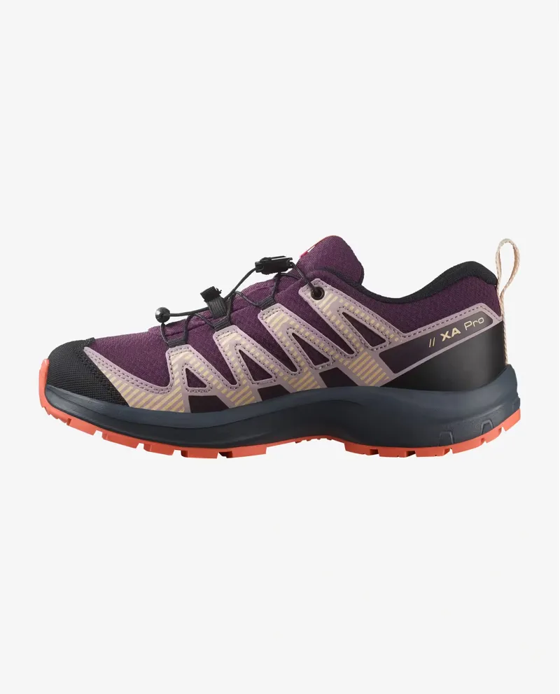 Salomon XA Pro V8 Waterproof Kids in Plum Kitten/Turbulence/Fusion Cor-3