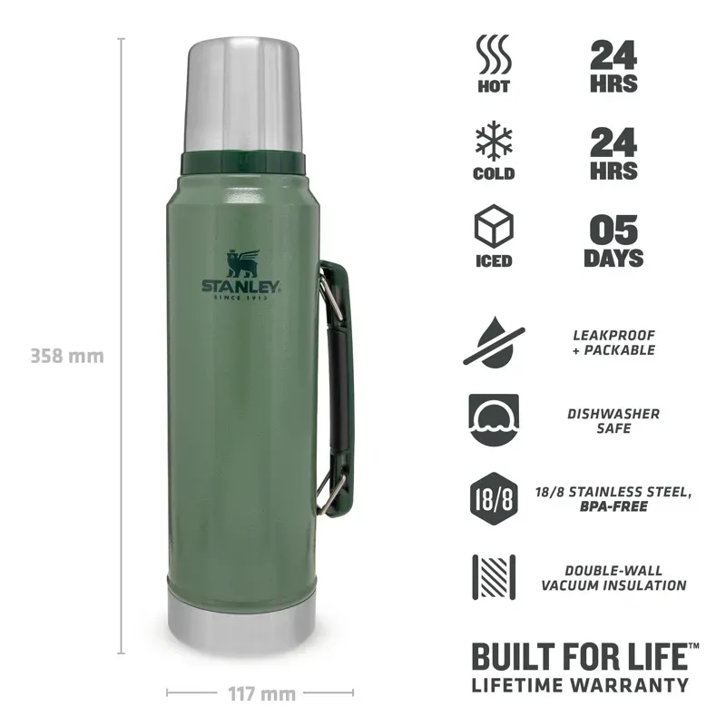 Stanley Classic Legendary Vacuum Bottle 1L in Hammertone Green-2