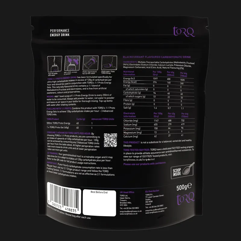 Torq Proto 1:1 Energy Drink 500g in Blackcurrant-1