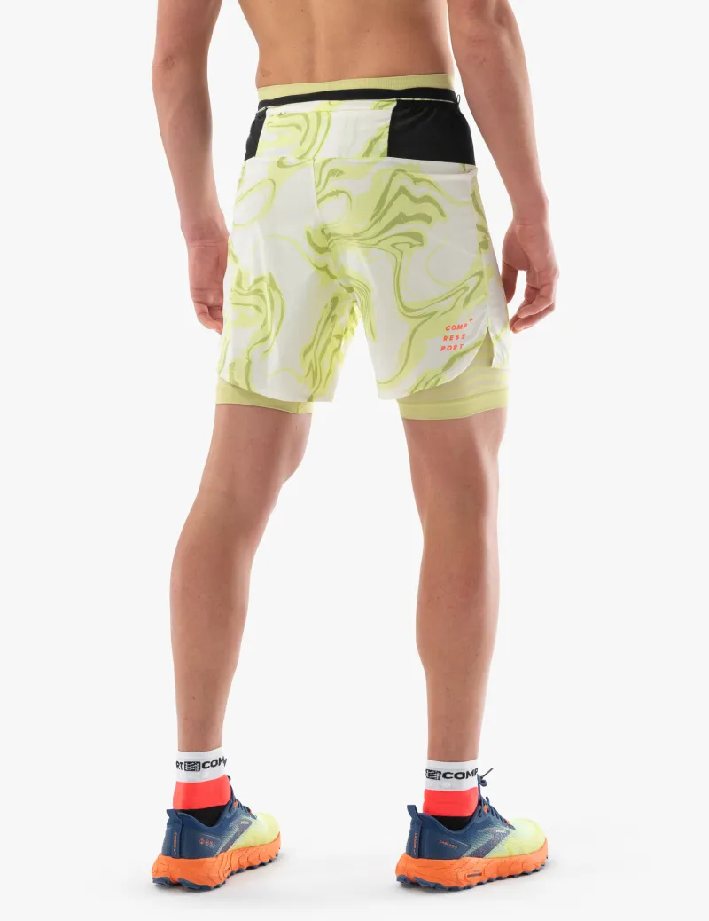 CompresSport Trail Racing 2-In-1 Short Mens in Green Camo-1