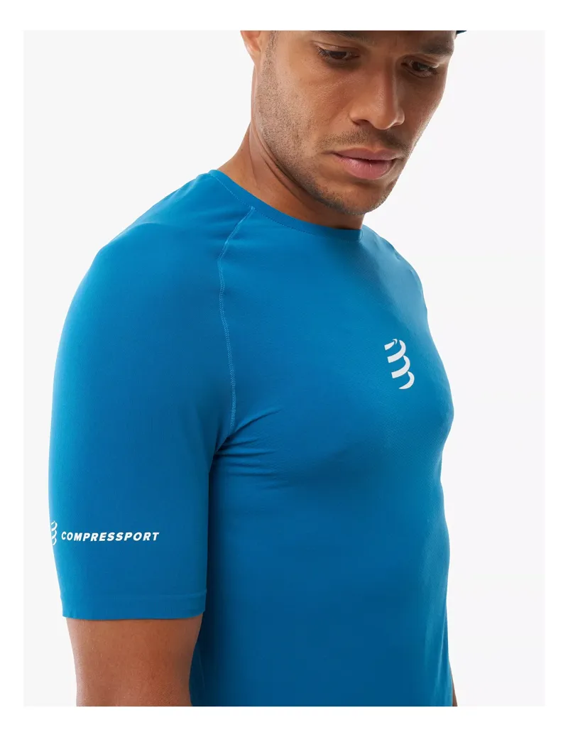 Compressport Trail Racing Short Sleeve T-Shirt Mens in Blue Saphire-2