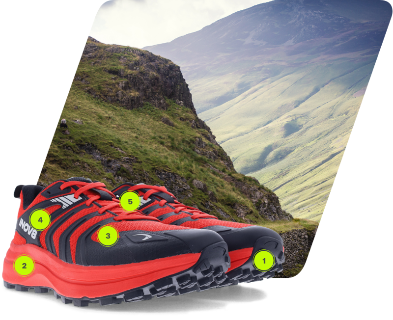 Inov8 TrailTalon Max All Terrain Running Shoes Mens in Red/Black-6
