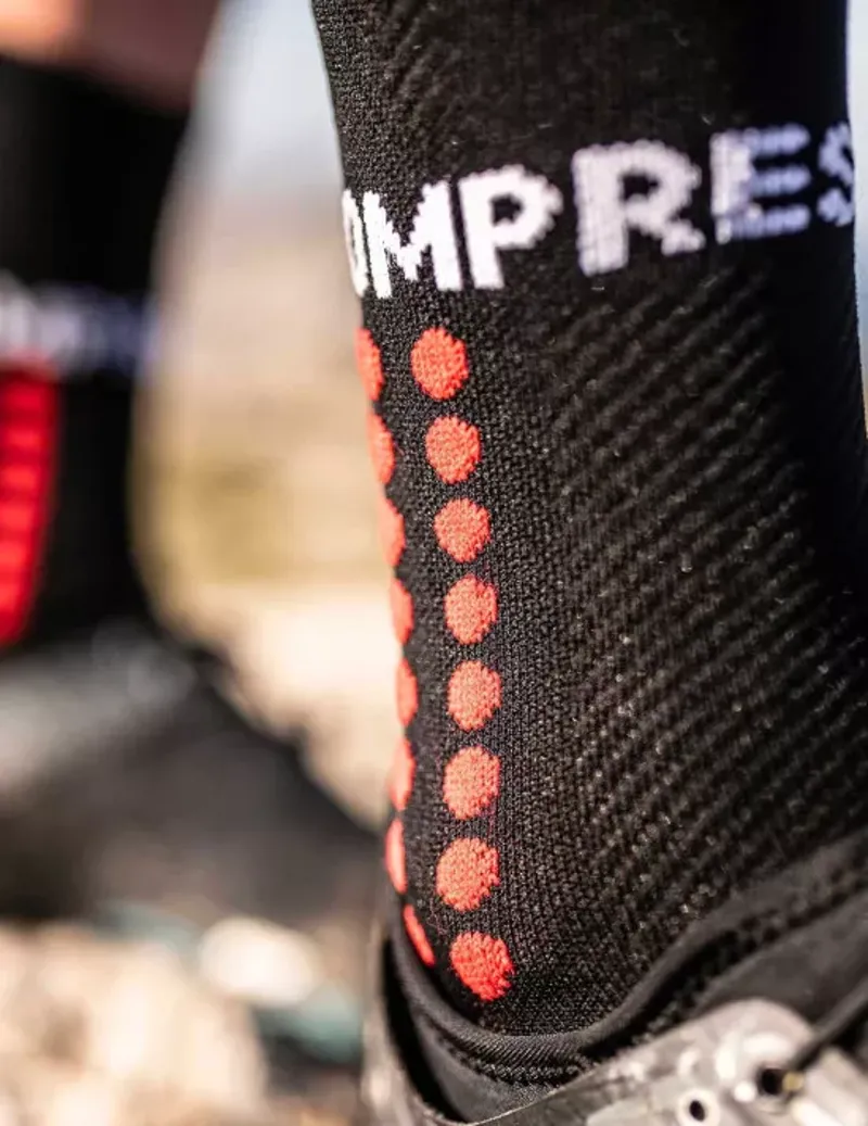 CompresSport Ultra Trail Running Socks in Black/Red-1