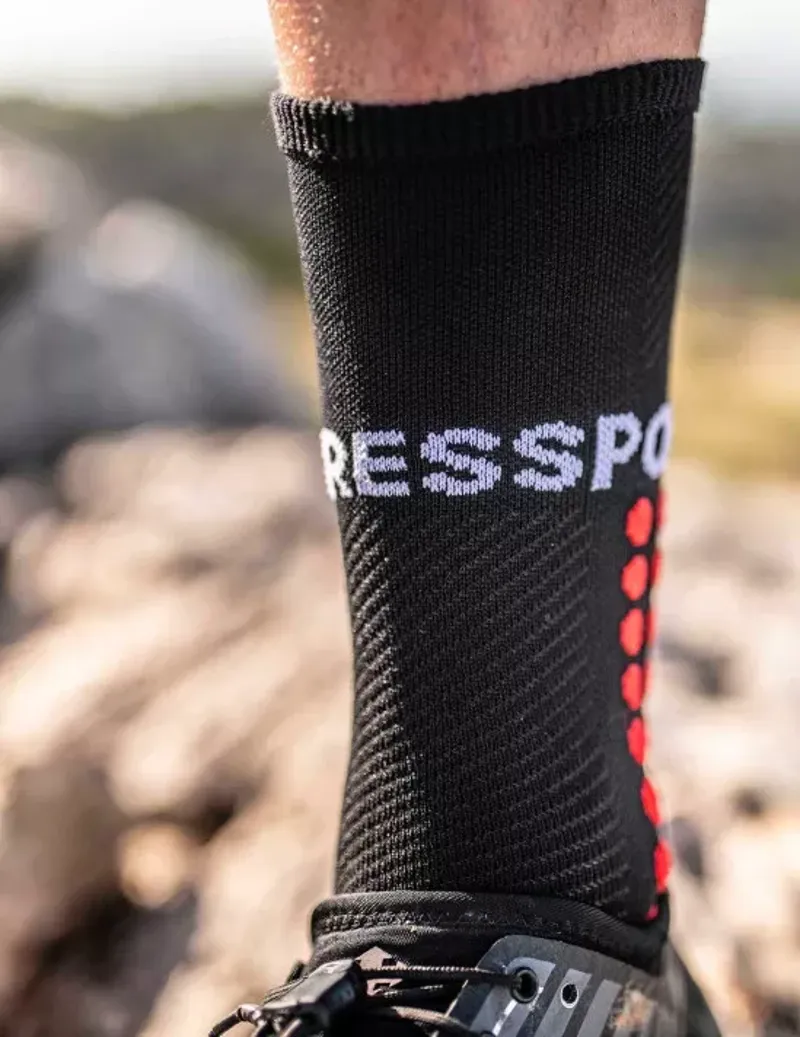 CompresSport Ultra Trail Running Socks in Black/Red-2