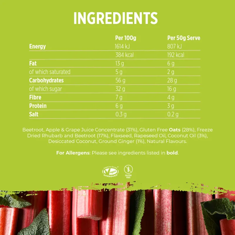 Voom POW Rhubarb Ginger and Beetroot Endurance Energy 50g Bar-2