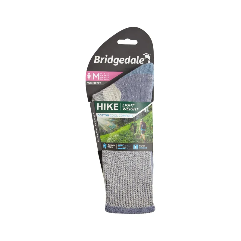 Bridgedale Hike Lightweight Cotton Boot Womens Socks in Smoke Blue-2