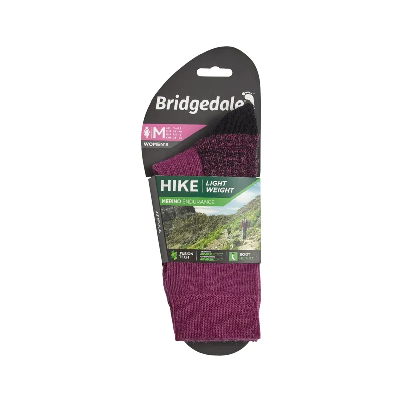 Bridgedale Hike Merino Endurance Boot Womens Socks in Berry-2