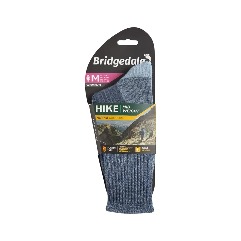 Bridgedale Hike Midweight Merino Comfort Boot Womens Socks in Blue-2