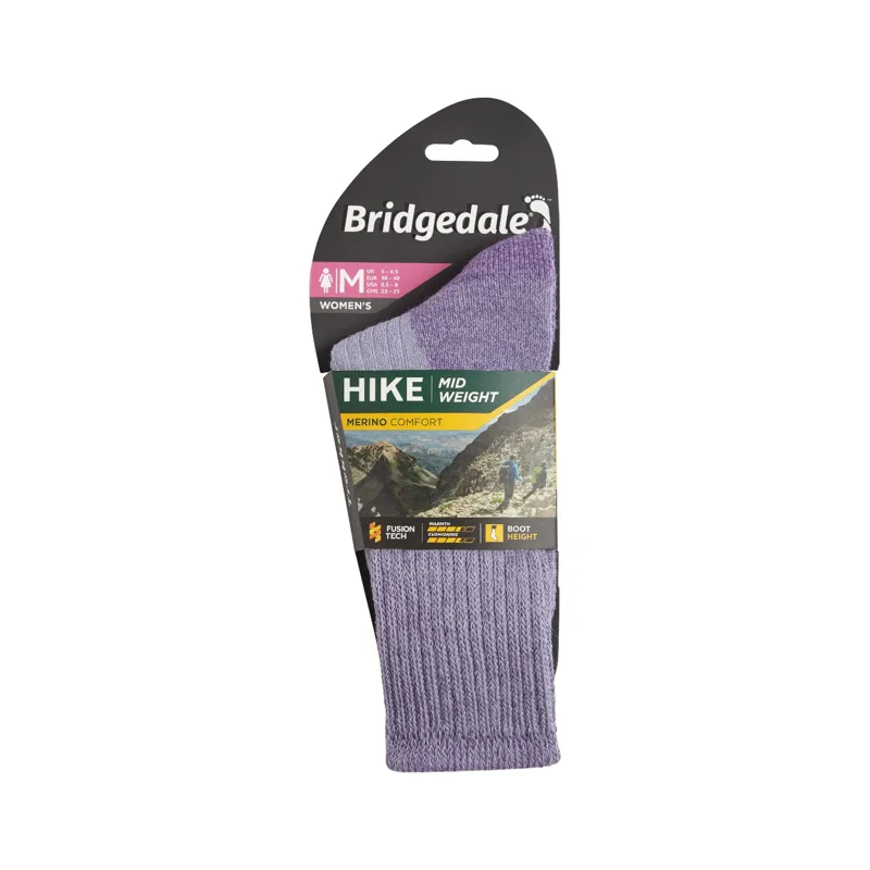 Bridgedale Hike Midweight Merino Comfort Boot Womens Socks in Violet-2
