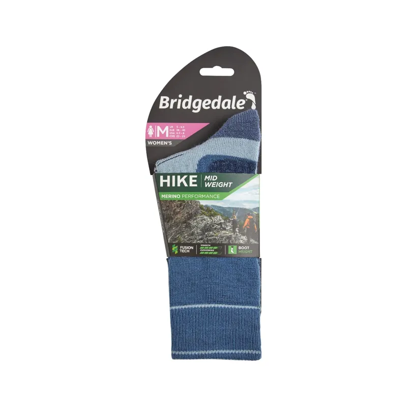 Bridgedale Hike Midweight Merino Womens Socks in Blue/Sky-2