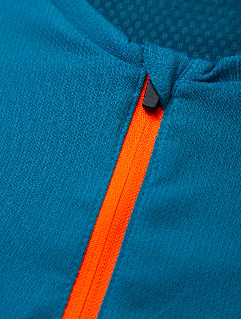 Ronhill Tech 1/2 Zip Short Sleeve Tee Mens in Petrol/Fluo Orange-7