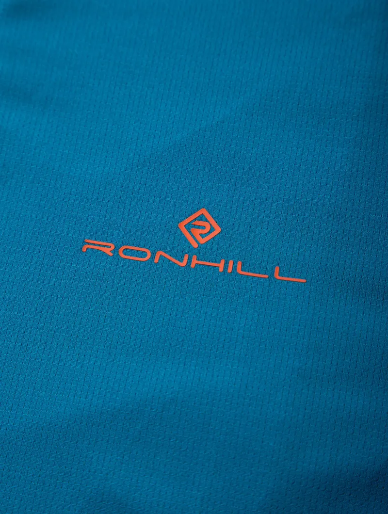 Ronhill Tech 1/2 Zip Short Sleeve Tee Mens in Petrol/Fluo Orange-8