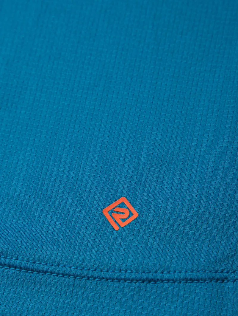 Ronhill Tech 1/2 Zip Short Sleeve Tee Mens in Petrol/Fluo Orange-10