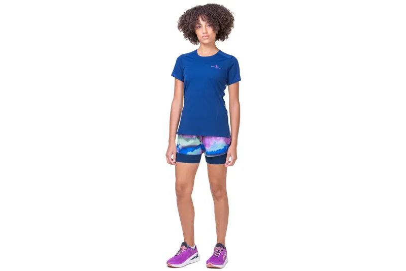 Ronhill Tech Race Short Sleeve Tee Womens in Dark Navy/Honeydew-2