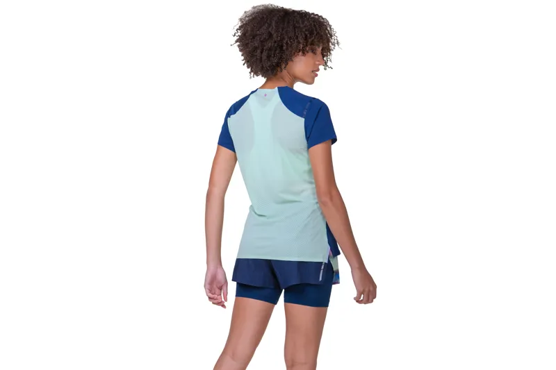 Ronhill Tech Race Short Sleeve Tee Womens in Dark Navy/Honeydew-5