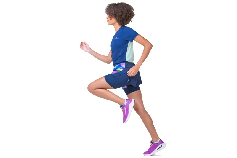 Ronhill Tech Race Twin Short Womens in Dark Navy/Multi Mirage-5