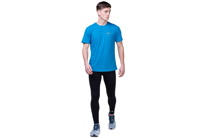 Ronhill Core Short Sleeve Tee Mens in Petrol Fluo Orange-2