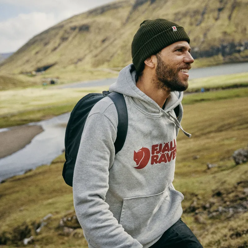 Fjallraven Logo Hoodie Mens in Palm Green-7