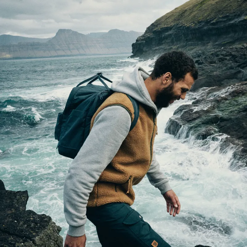 Fjallraven Logo Hoodie Mens in Dark Navy-10