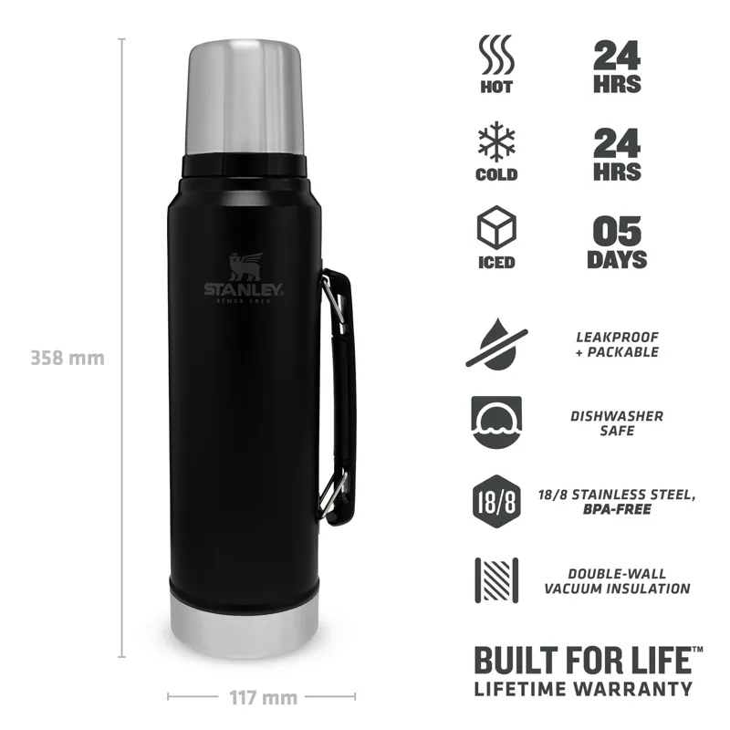 Stanley Classic Legendary Vacuum Bottle 1L in Matte Black-2