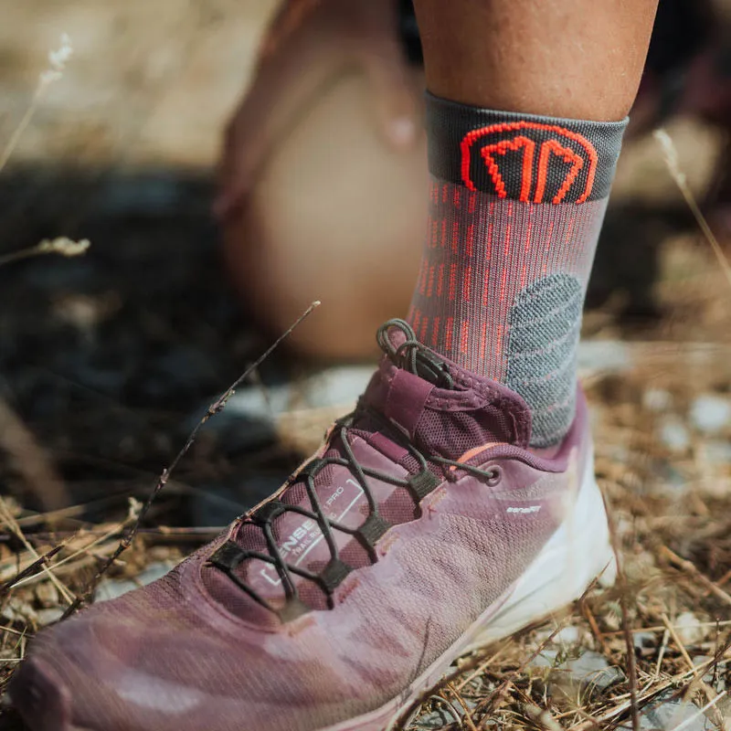 Sidas T-Free Trail Crew Socks Unisex in Grey/Orange-4