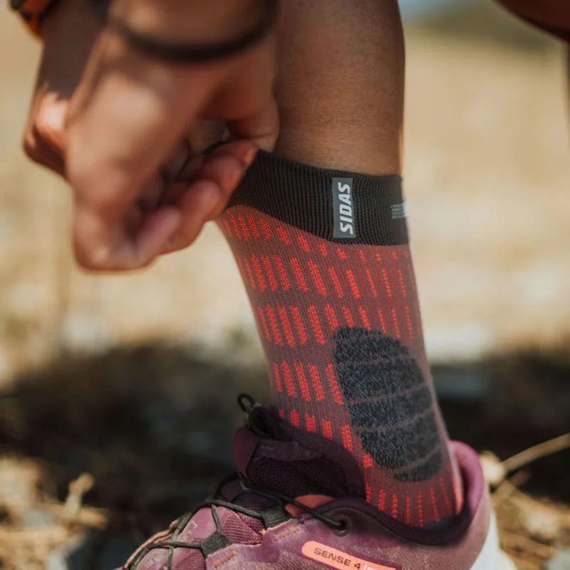 Sidas T-Free Trail Crew Socks Unisex in Grey/Orange-5
