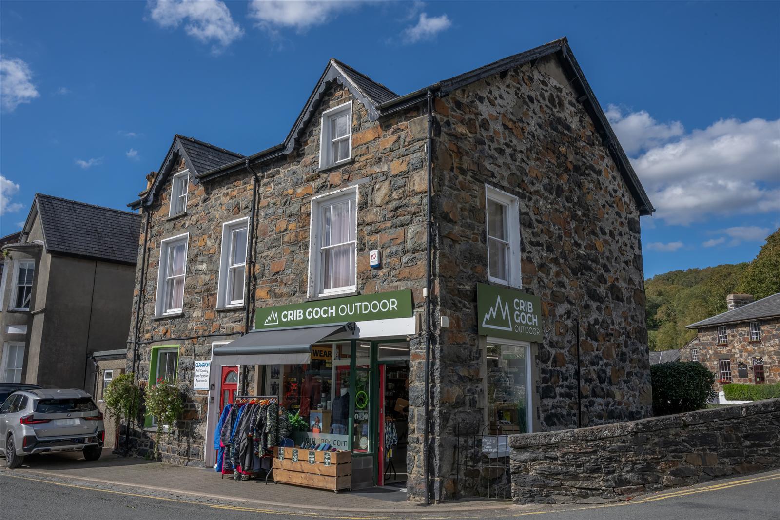 The exterior of the Crib Goch Outdoor store in Beddgelert village